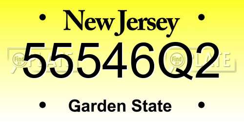 55546Q2 New Jersey License Plate