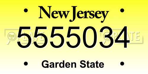 5555034 New Jersey License Plate