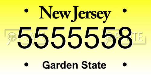 5555558 New Jersey License Plate