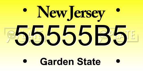 55555B5 New Jersey License Plate