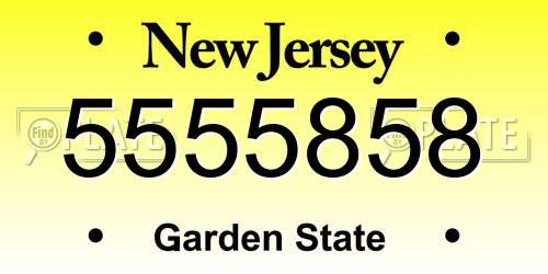 5555858 New Jersey License Plate