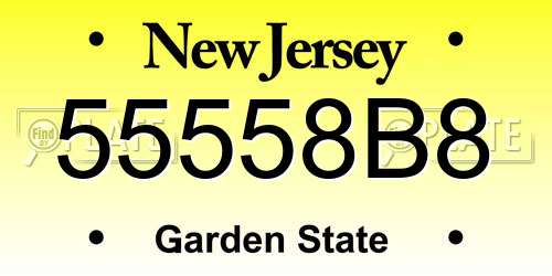 55558B8 New Jersey License Plate