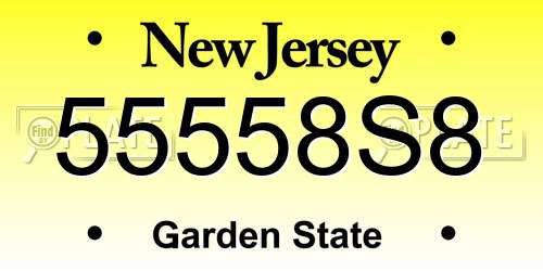 55558S8 New Jersey License Plate