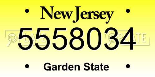 5558034 New Jersey License Plate