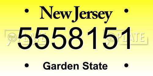 5558151 New Jersey License Plate