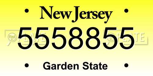 5558855 New Jersey License Plate
