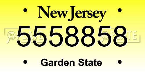 5558858 New Jersey License Plate