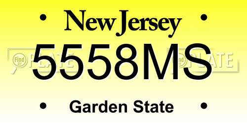 5558MS New Jersey License Plate