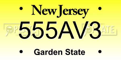 555AV3 New Jersey License Plate