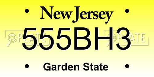 555BH3 New Jersey License Plate