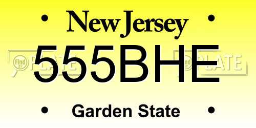 555BHE New Jersey License Plate