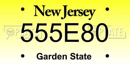 555E80 New Jersey License Plate