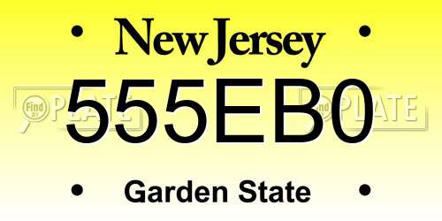 555EB0 New Jersey License Plate