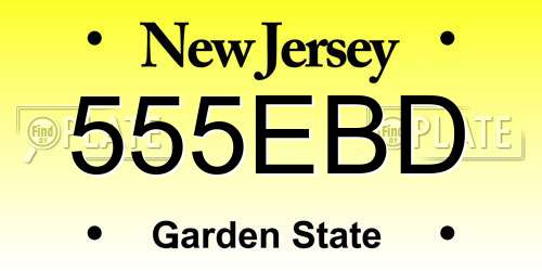 555EBD New Jersey License Plate