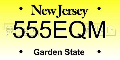 555EQM New Jersey License Plate