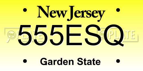 555ESQ New Jersey License Plate