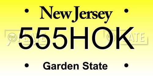 555HOK New Jersey License Plate