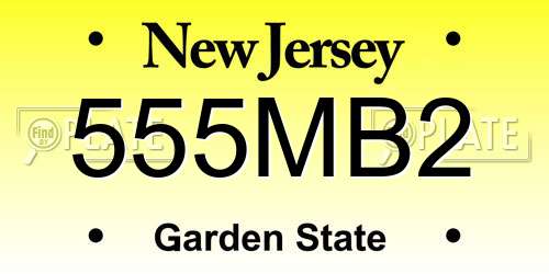 555MB2 New Jersey License Plate