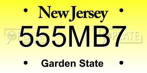 555MB7 New Jersey License Plate