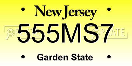 555MS7 New Jersey License Plate
