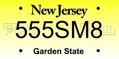 555SM8 New Jersey License Plate