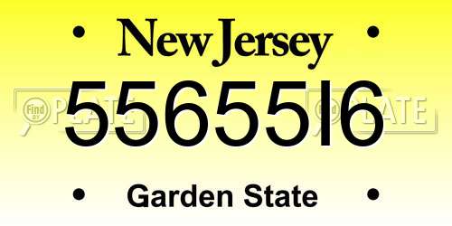 55655I6 New Jersey License Plate