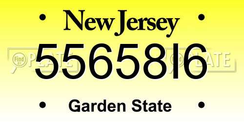 55658I6 New Jersey License Plate