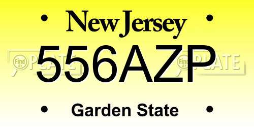 556AZP New Jersey License Plate