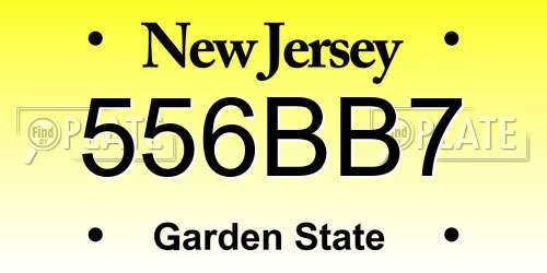 556BB7 New Jersey License Plate