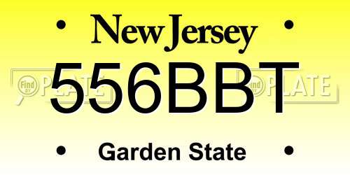 556BBT New Jersey License Plate
