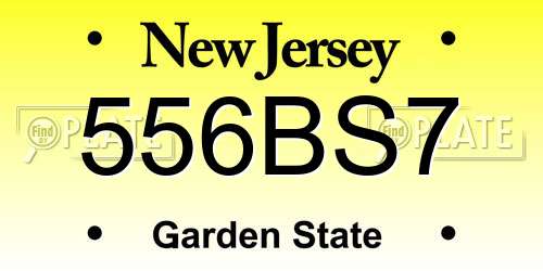 556BS7 New Jersey License Plate