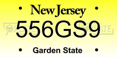 556GS9 New Jersey License Plate