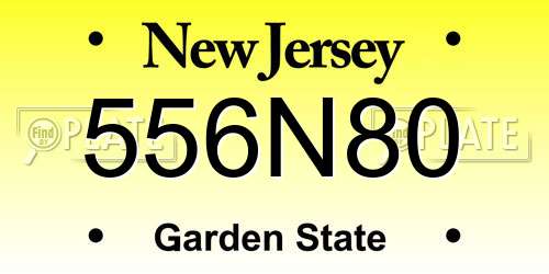 556N80 New Jersey License Plate