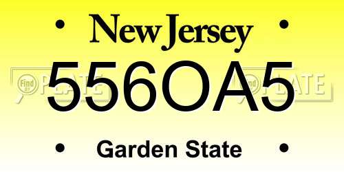 556OA5 New Jersey License Plate