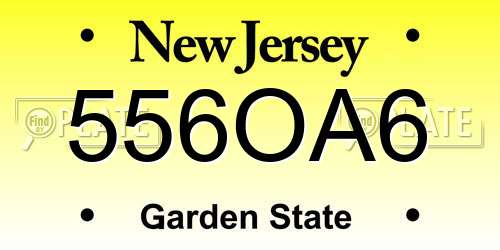 556OA6 New Jersey License Plate