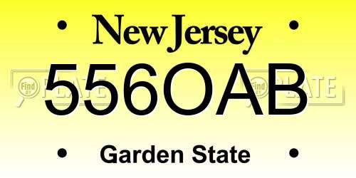 556OAB New Jersey License Plate