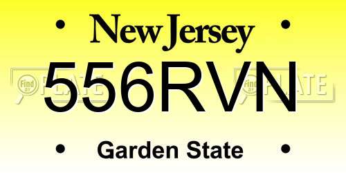 556RVN New Jersey License Plate