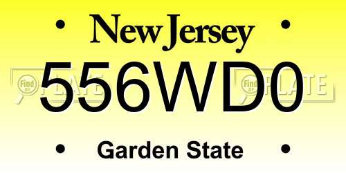 556WD0 New Jersey License Plate