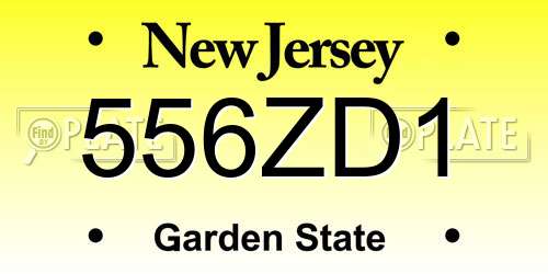 556ZD1 New Jersey License Plate