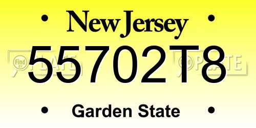 55702T8 New Jersey License Plate