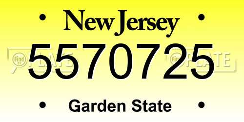 5570725 New Jersey License Plate