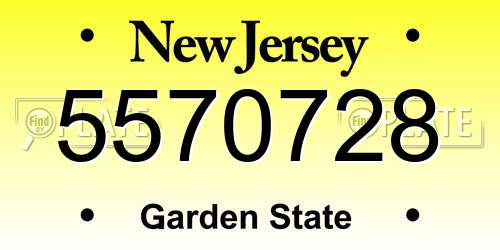 5570728 New Jersey License Plate