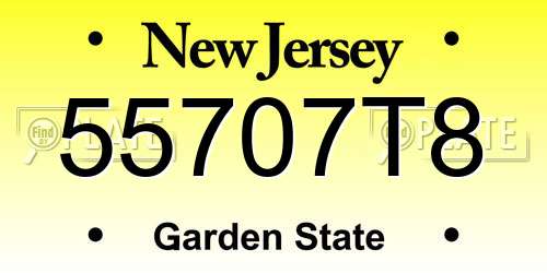 55707T8 New Jersey License Plate
