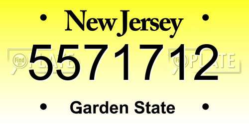 5571712 New Jersey License Plate
