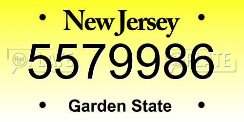 5579986 New Jersey License Plate