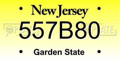 557B80 New Jersey License Plate