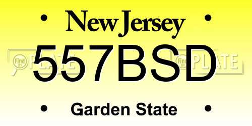 557BSD New Jersey License Plate