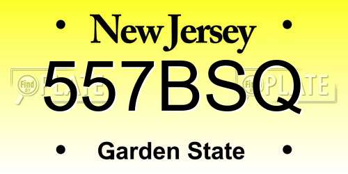 557BSQ New Jersey License Plate