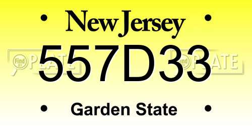 557D33 New Jersey License Plate