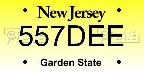 557DEE New Jersey License Plate
